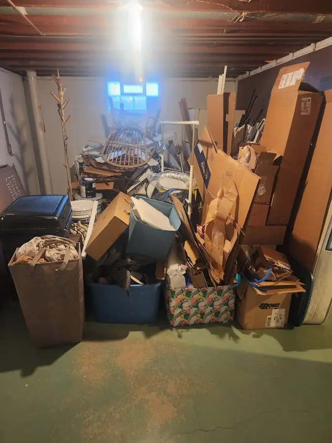 Roll-off dumpster container at job site for 4 Yard Dumpster Rental in Centerville